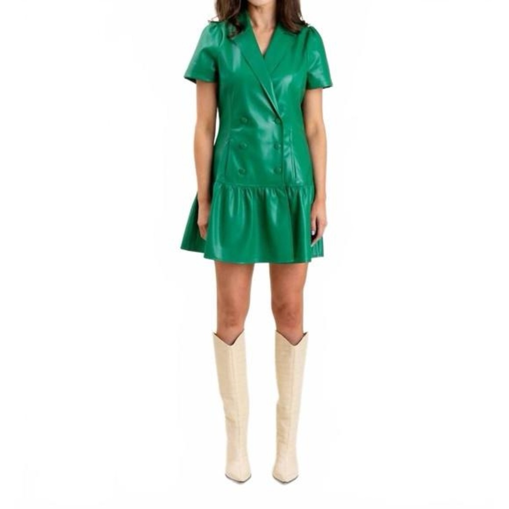 Sedge Green Faux Leather Dress
